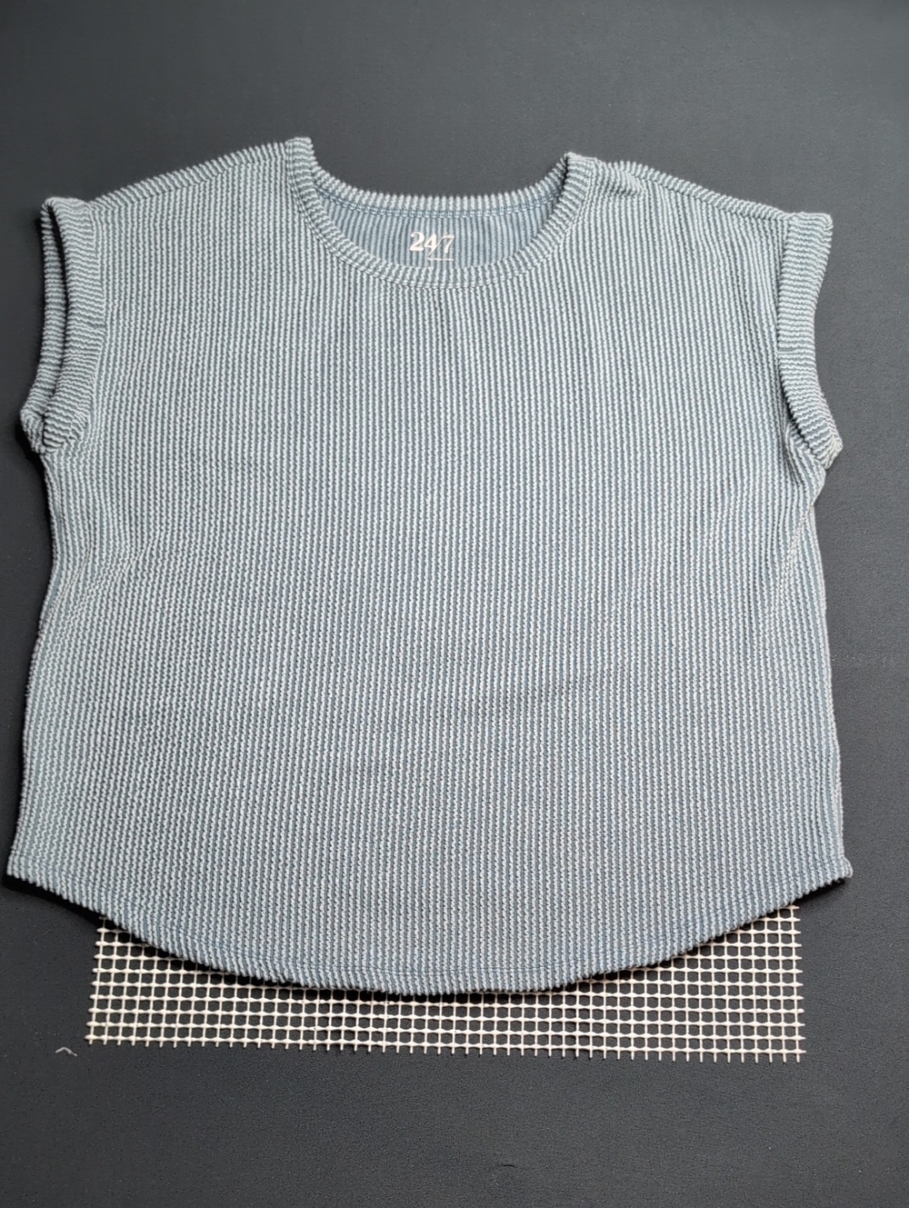 24/7 By Maurice Women's Dusty Blue Knit Cap-Sleeve Tank